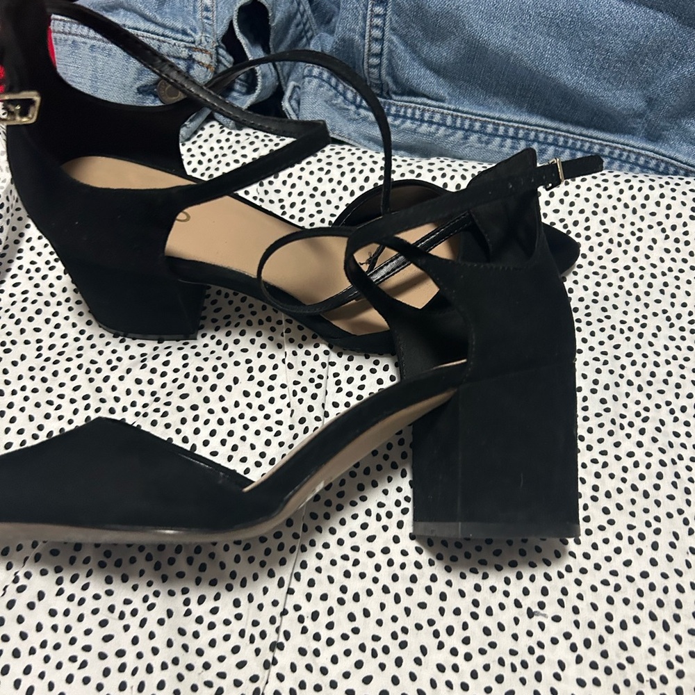 Aldo Black Strappy Block Heels
